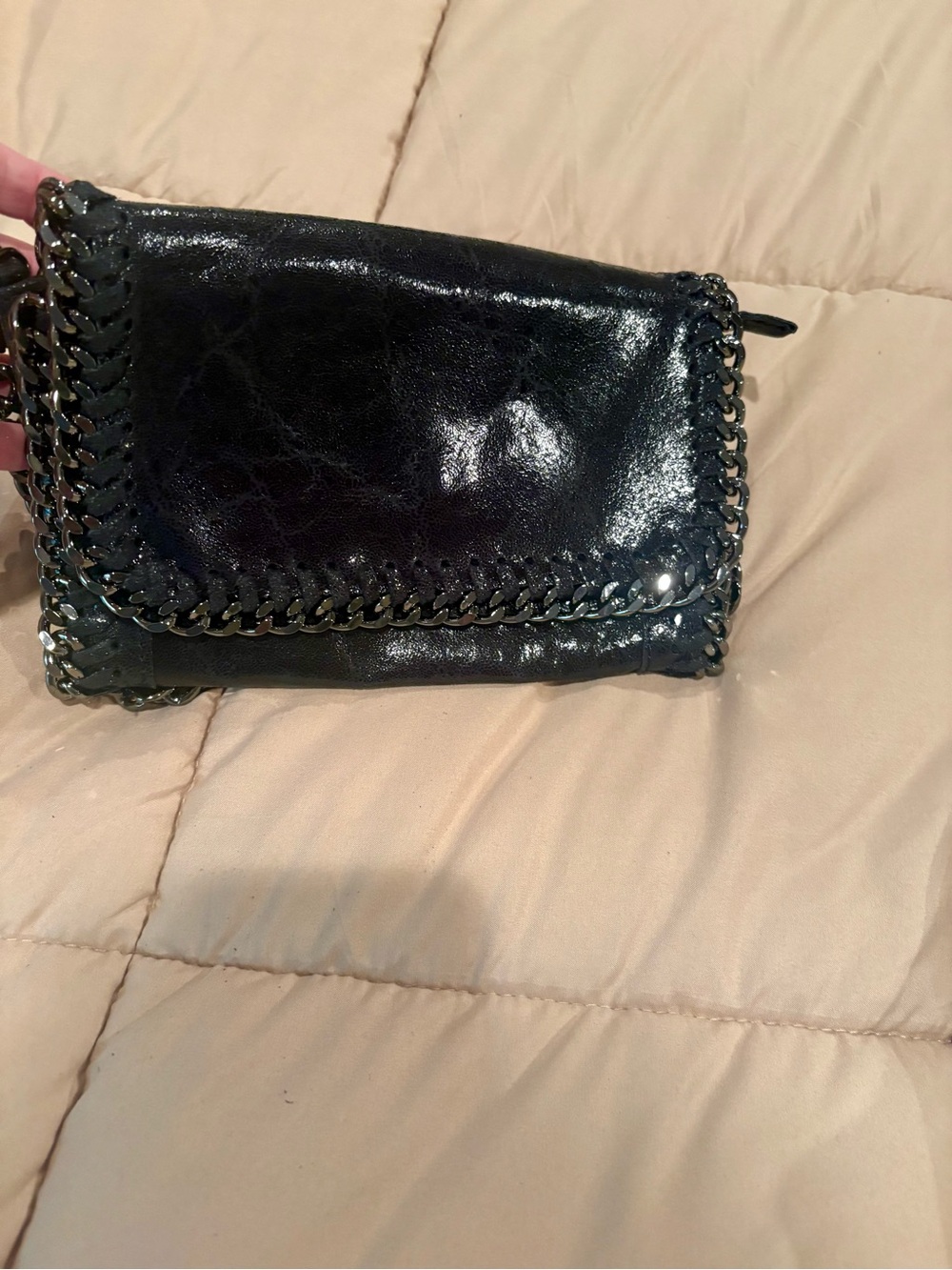 Black Chain-Trim Women's Crossbody Bag